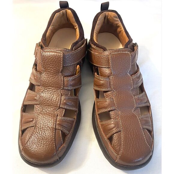 Dr. Comfort Fisherman Sandals Brown Padded Collar Hook Loop Leather Men’s 12 M main image 7